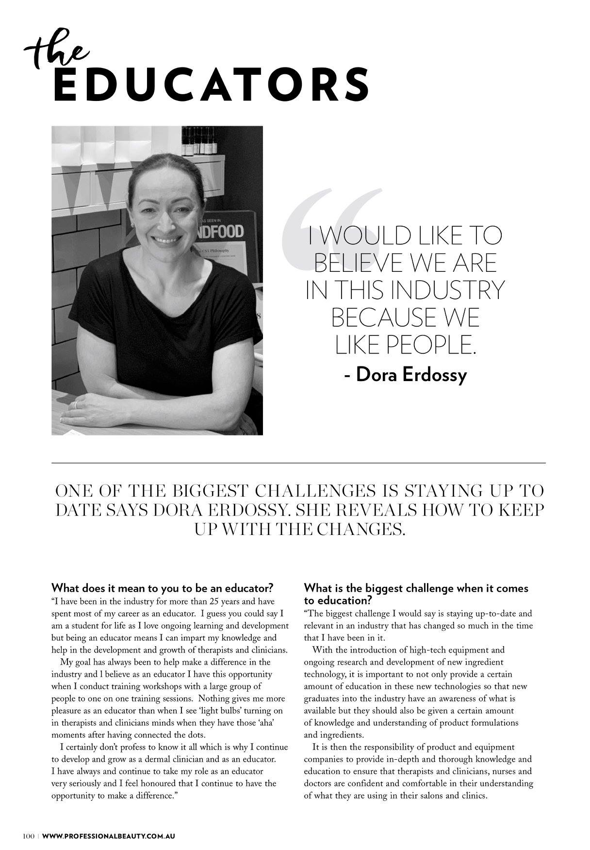 Our National Educator, Dora Erdossy, profiled in Professional Beauty Magazine's ...