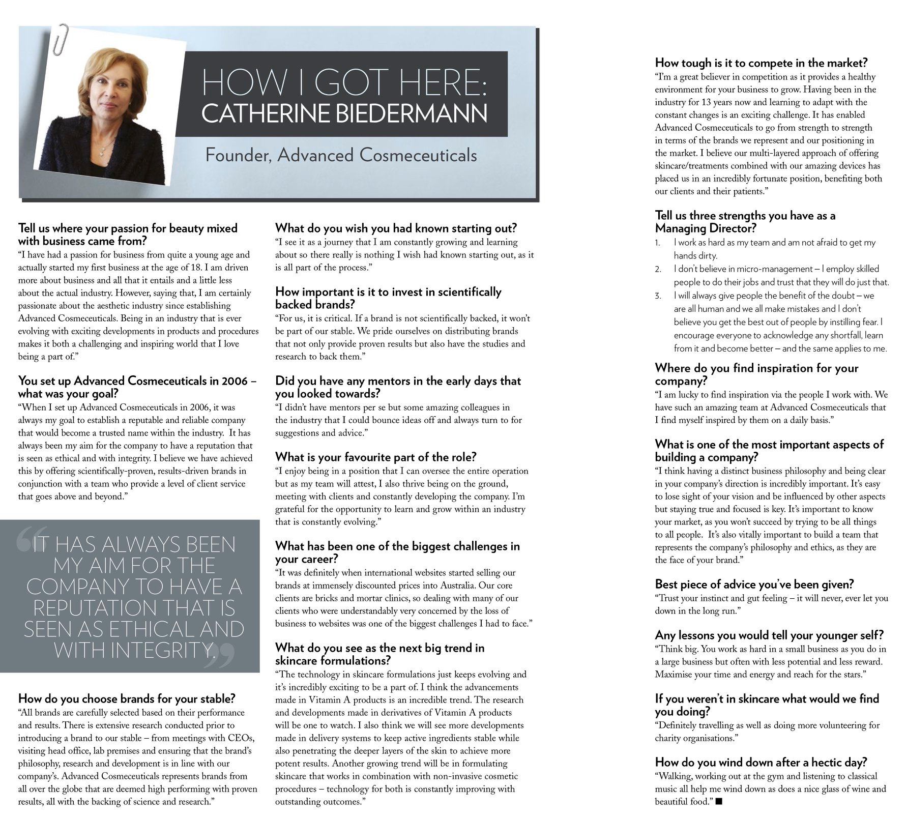 Professional Beauty Magazine's interview with our Managing Director, Catherine...