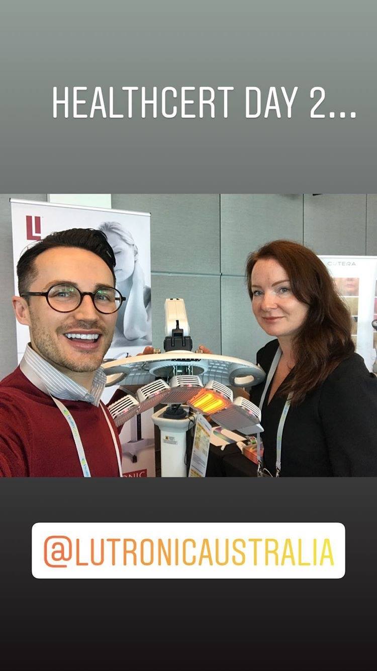 Victoria and Bryce stylishly manning the stand at HealthCert Education for Medic...